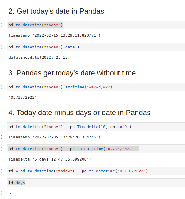 How To Get Today s Date In Pandas